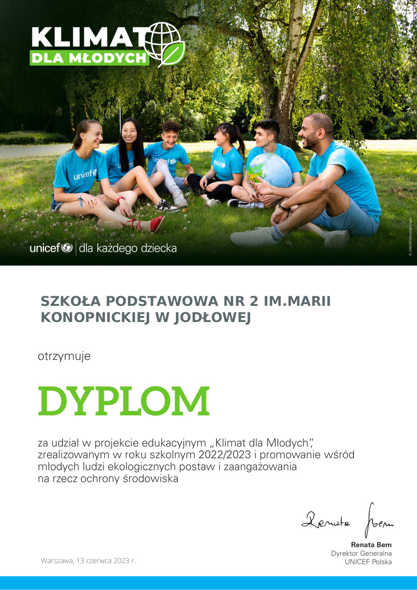 dyplom unicef