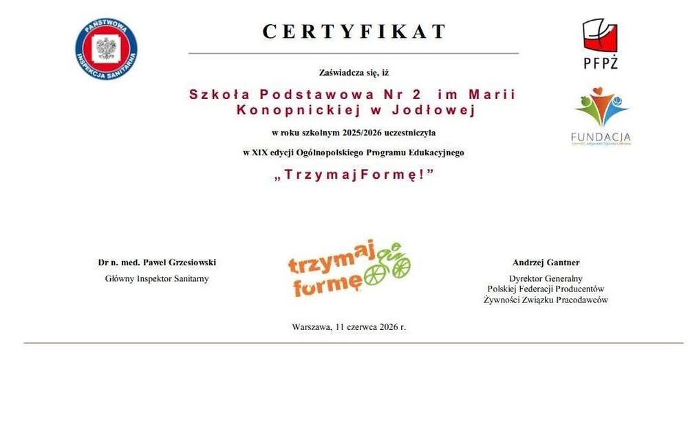 certyfikat forma