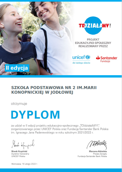 dyplom unicef