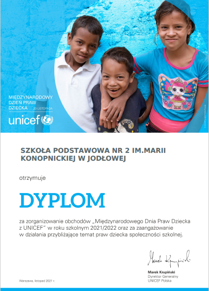 dyplom unicef